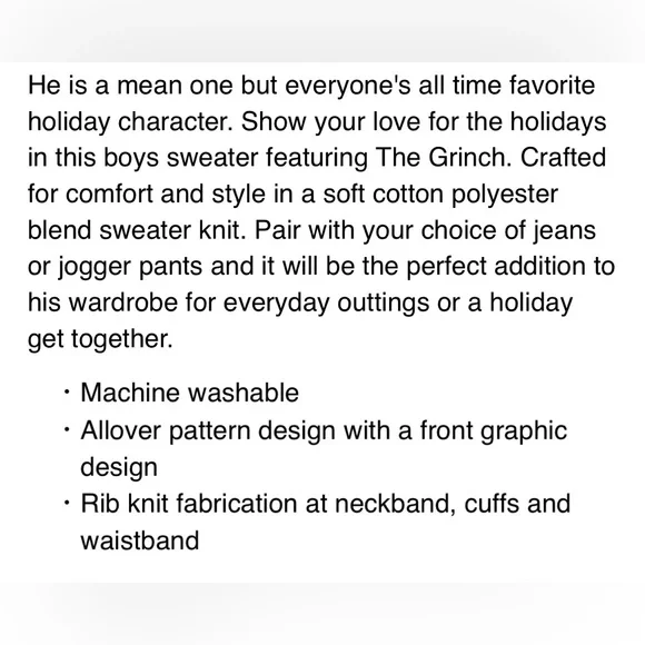 Boys’ Grinch themed sweater! NWT! Size Large! - Picture 3 of 7